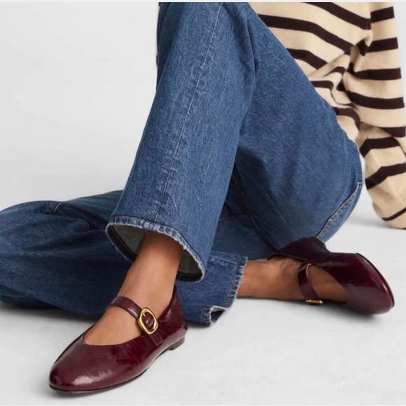 Madewell Shoes - MADEWELL  The Remy Crinkle Patent Leather Mary Jane Flats - Deep Plum Size 10.5